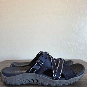 Skechers Reggae Slide Thru Sandal Navy Blue Size Women's 9 Slip-On Buckle 56196S